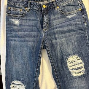 Michael Kors Blue Distressed Boyfriend Jeans